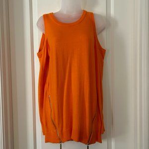Michael Kors Cold Shoulder Orange Sweater Size Large